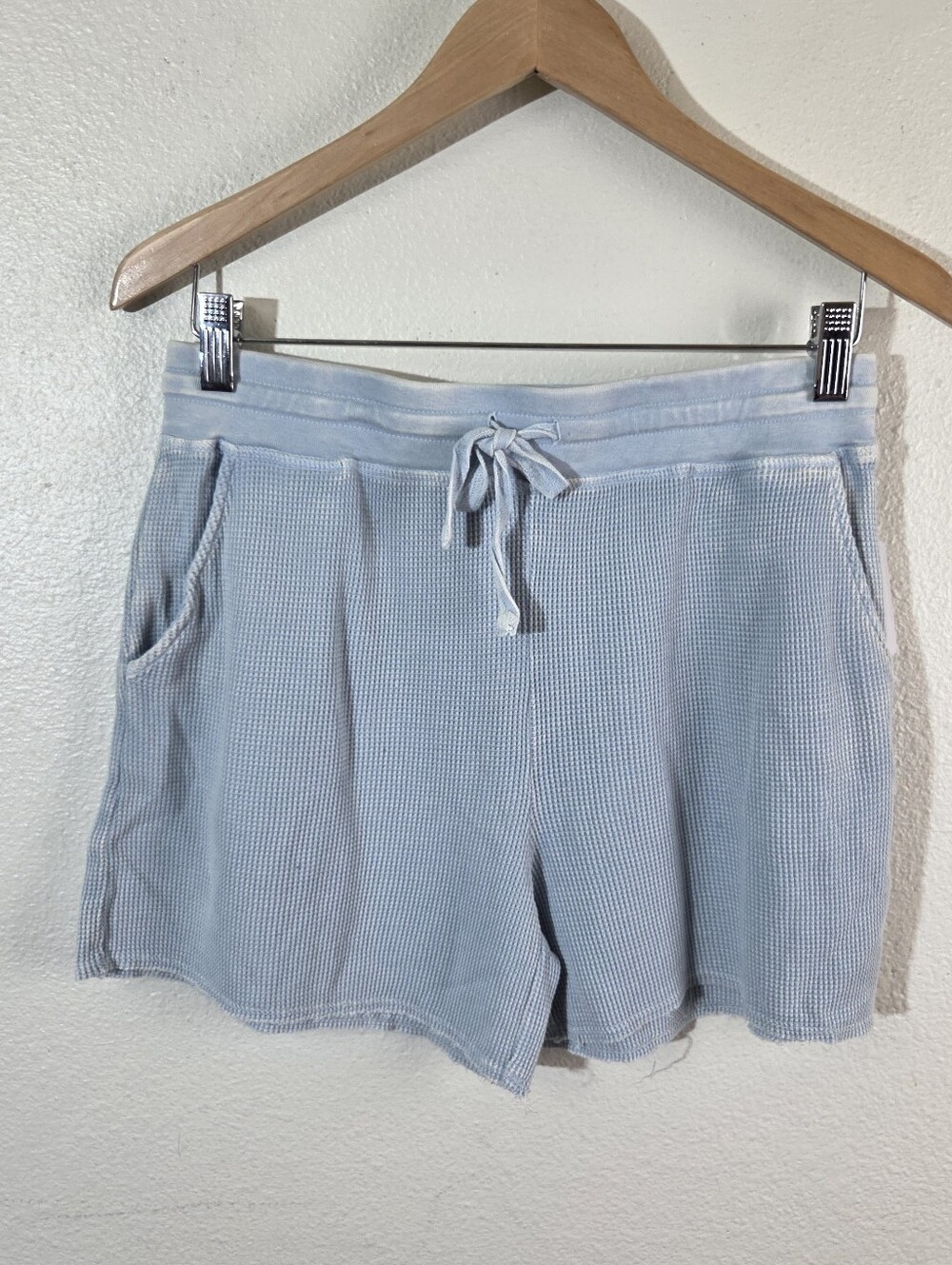 Splendid Waffle Knit Shorts Women's Small Light Blue Cotton Modal Lounge